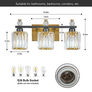 ZLAIQB 3-Light Modern Crystal Bathroom Wall Sconce