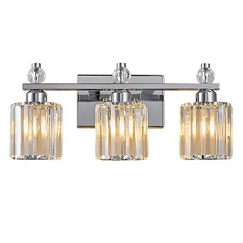 ZLAIQB 3-Light Sand Black Modern Crystal Bathroom Wall Sconce