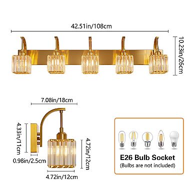 ZLAIQB 5-Light Modern Crystal Bathroom Wall Lamp