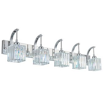 ZLAIQB 5-Light Black Gold Modern Crystal Bathroom Wall Lamp