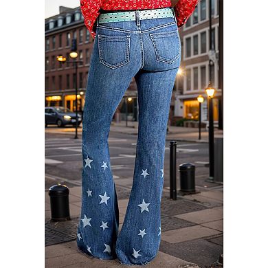 Women’s High Waisted Flare Jeans Western Embroidered Stretchy Flattering Bootcut Denim Pants