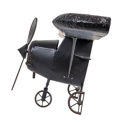 Hello Honey Metal Plane Wall Decor, Distressed Black