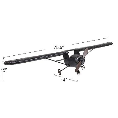 Hello Honey Metal Plane Wall Decor, Distressed Black