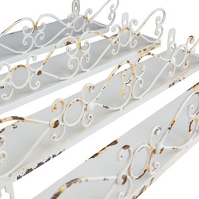Hello Honey Farmhouse Decorative Iron Ledges, Distressed Cream, Set of 4 Sizes