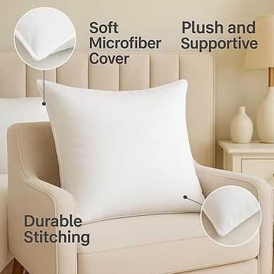 CASAFOYER Throw Pillow Inserts (18x18 Inch- Set of 2) Easy Maintenance Fluffy Inserts for Comfort