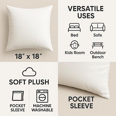 CASAFOYER Throw Pillow Inserts (18x18 Inch- Set of 2) Easy Maintenance Fluffy Inserts for Comfort