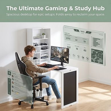 Utopia Alley Fold-Out Convertible Desk Murphy Desk for Home Office, Craft & Gaming, White