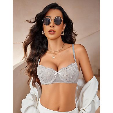 Avidlove Women Lace Bra Sheer Balconette Underwire Unlined Everyday Bras Lingerie