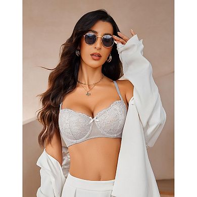 Avidlove Women Lace Bra Sheer Balconette Underwire Unlined Everyday Bras Lingerie