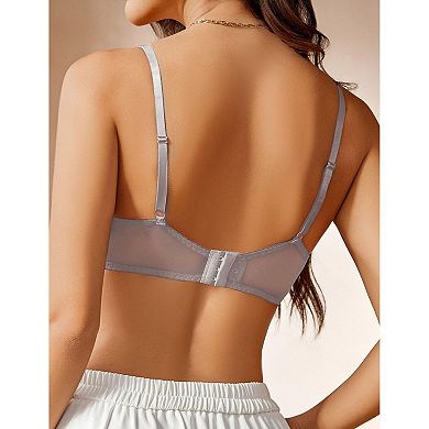 Avidlove Women Lace Bra Sheer Balconette Underwire Unlined Everyday Bras Lingerie