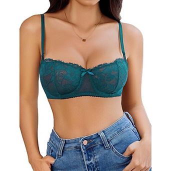 Avidlove Women Lace Bra Sheer Balconette Underwire Unlined Everyday Bras Lingerie