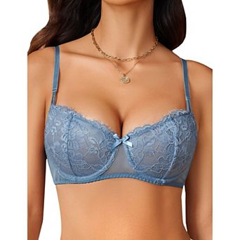 Avidlove Women Lace Bra Sheer Balconette Underwire Unlined Everyday Bras Lingerie