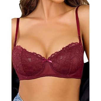 Avidlove Women Lace Bra Sheer Balconette Underwire Unlined Everyday Bras Lingerie