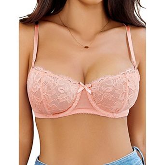 Avidlove Women Lace Bra Sheer Balconette Underwire Unlined Everyday Bras Lingerie