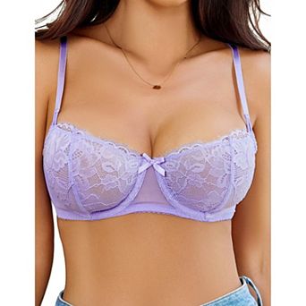 Avidlove Women Lace Bra Sheer Balconette Underwire Unlined Everyday Bras Lingerie