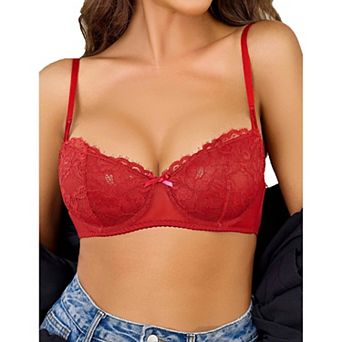 Avidlove Women Lace Bra Sheer Balconette Underwire Unlined Everyday Bras Lingerie