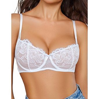 Avidlove Women Lace Bra Sheer Balconette Underwire Unlined Everyday Bras Lingerie