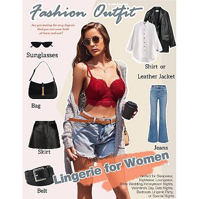 Avidlove Womens Eyelash Lace Underwire Bralette Spaghetti Strap Camisole Top