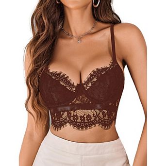 Avidlove Womens Eyelash Lace Underwire Bralette Spaghetti Strap Camisole Top