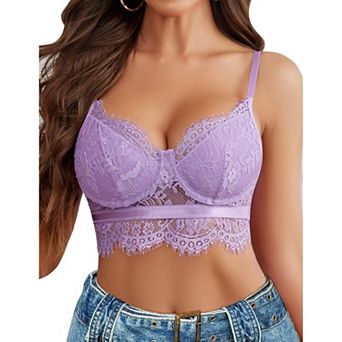 Avidlove Womens Eyelash Lace Underwire Bralette Spaghetti Strap Camisole Top