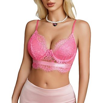Avidlove Womens Eyelash Lace Underwire Bralette Spaghetti Strap Camisole Top