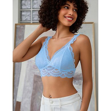 Avidlove Womens Lace Bralette Triangle Plunge Wireless Bra Strappy Soft Camisole Top
