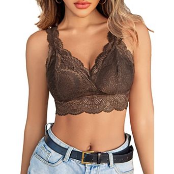 Avidlove Womens Lace Bralette Triangle Plunge Wireless Bra Strappy Soft Camisole Top