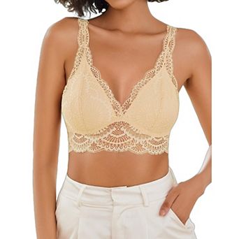 Avidlove Womens Lace Bralette Triangle Plunge Wireless Bra Strappy Soft Camisole Top