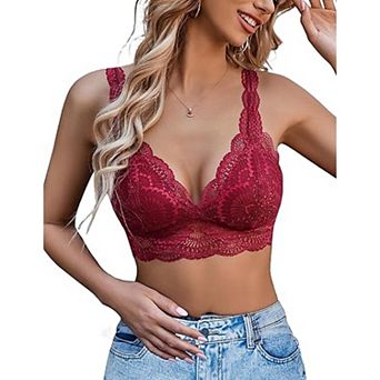 Avidlove Womens Lace Bralette Triangle Plunge Wireless Bra Strappy Soft Camisole Top