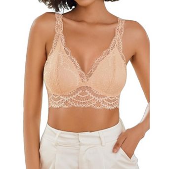 Avidlove Womens Lace Bralette Triangle Plunge Wireless Bra Strappy Soft Camisole Top