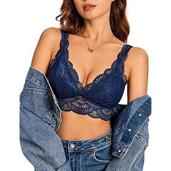 Avidlove Womens Lace Bralette Triangle Plunge Wireless Bra Strappy Soft Camisole Top