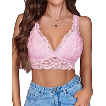 Avidlove Womens Lace Bralette Triangle Plunge Wireless Bra Strappy Soft Camisole Top