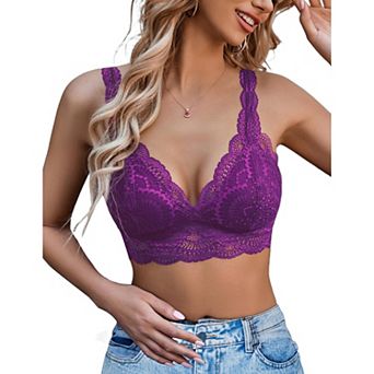 Avidlove Womens Lace Bralette Triangle Plunge Wireless Bra Strappy Soft Camisole Top