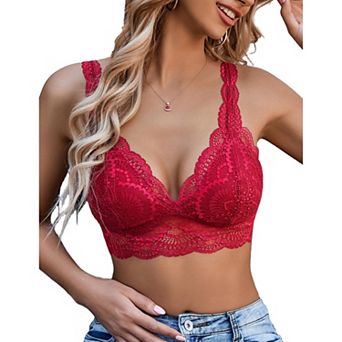 Avidlove Womens Lace Bralette Triangle Plunge Wireless Bra Strappy Soft Camisole Top