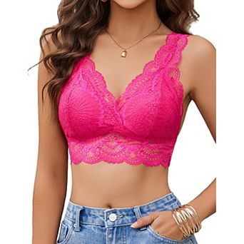 Avidlove Womens Lace Bralette Triangle Plunge Wireless Bra Strappy Soft Camisole Top