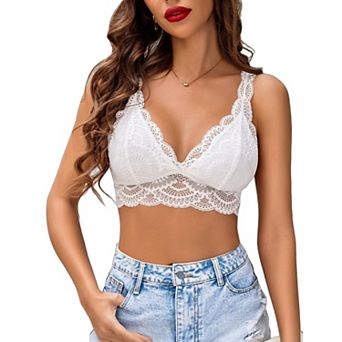 Avidlove Womens Lace Bralette Triangle Plunge Wireless Bra Strappy Soft Camisole Top