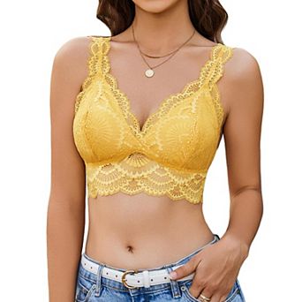 Avidlove Womens Lace Bralette Triangle Plunge Wireless Bra Strappy Soft Camisole Top