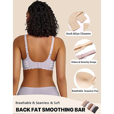 Avidlove Full Coverage Bras for Women Seamless Pushup Wireless T Shirt Bra Support Deep V Plunge Bra
