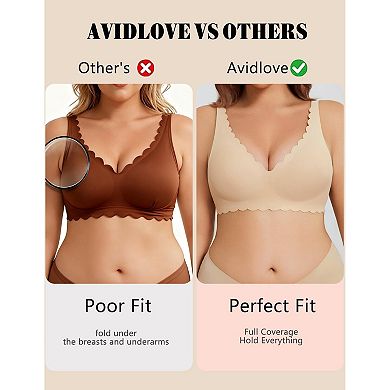 Avidlove Full Coverage Bras for Women Seamless Pushup Wireless T Shirt Bra Support Deep V Plunge Bra