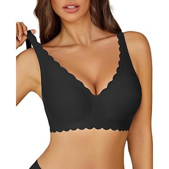 Avidlove Full Coverage Bras for Women Seamless Pushup Wireless T Shirt Bra Support Deep V Plunge Bra