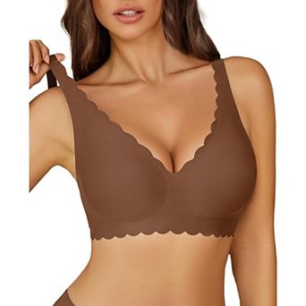 Avidlove Full Coverage Bras for Women Seamless Pushup Wireless T Shirt Bra Support Deep V Plunge Bra