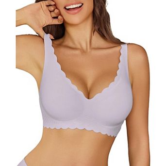 Avidlove Full Coverage Bras for Women Seamless Pushup Wireless T Shirt Bra Support Deep V Plunge Bra