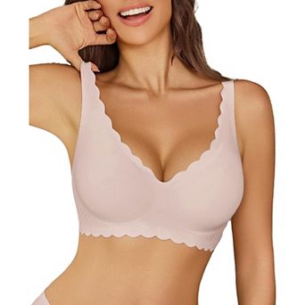 Avidlove Full Coverage Bras for Women Seamless Pushup Wireless T Shirt Bra Support Deep V Plunge Bra