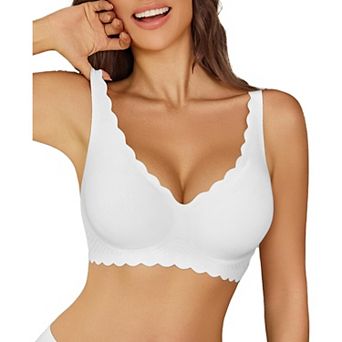 Avidlove Full Coverage Bras for Women Seamless Pushup Wireless T Shirt Bra Support Deep V Plunge Bra