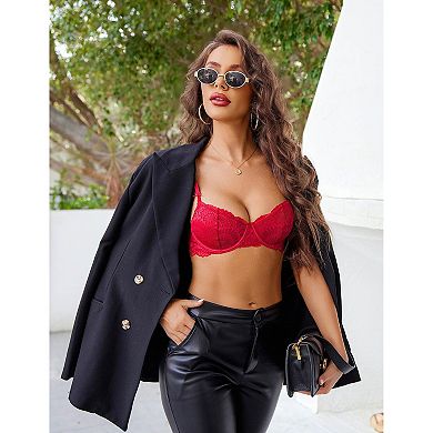 Avidlove Women Lace Bra Sheer Underwire Unlined Balconette Everyday Bras Lingerie