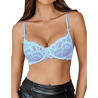 Avidlove Women's Sheer Lace Unlined Underwire Balconette Bra with Adjustable Straps