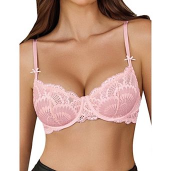 Avidlove Women Lace Bra Sheer Underwire Unlined Balconette Everyday Bras Lingerie