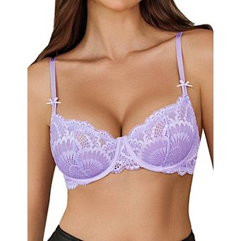 Avidlove Women Lace Bra Sheer Underwire Unlined Balconette Everyday Bras Lingerie