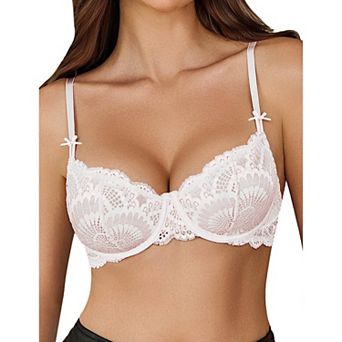 Avidlove Women Lace Bra Sheer Underwire Unlined Balconette Everyday Bras Lingerie