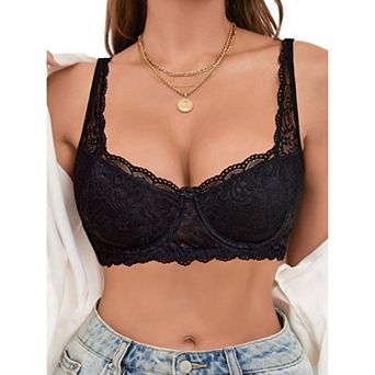Avidlove Lace Bras for Women Demi Balconette Unlined Underwire Bra Lingerie